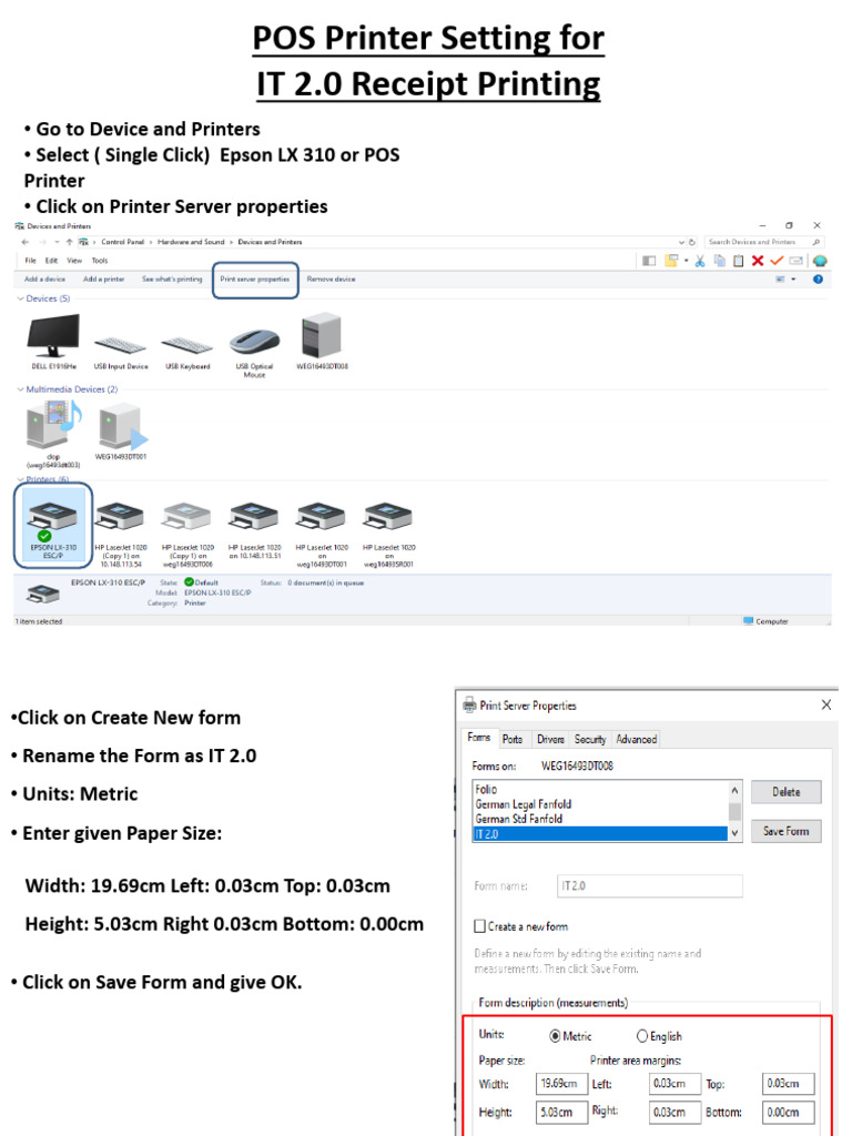IT 2.0 POS Printer Setup Guide | PDF