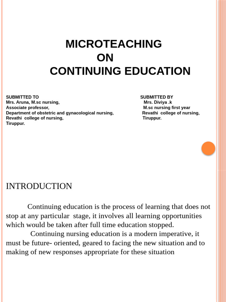 Continuing Nursing Education Overview | PDF | Nursing | Learning