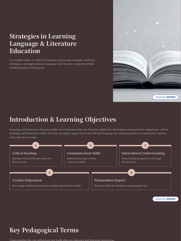 Strategies in Learning Language and Literature Education | PDF ...