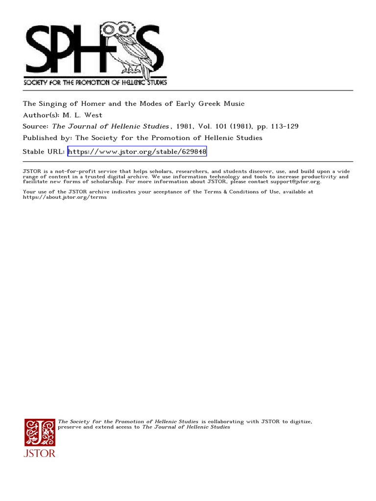 The Singing of Homer and The Modes of Early Greek Music | PDF ...