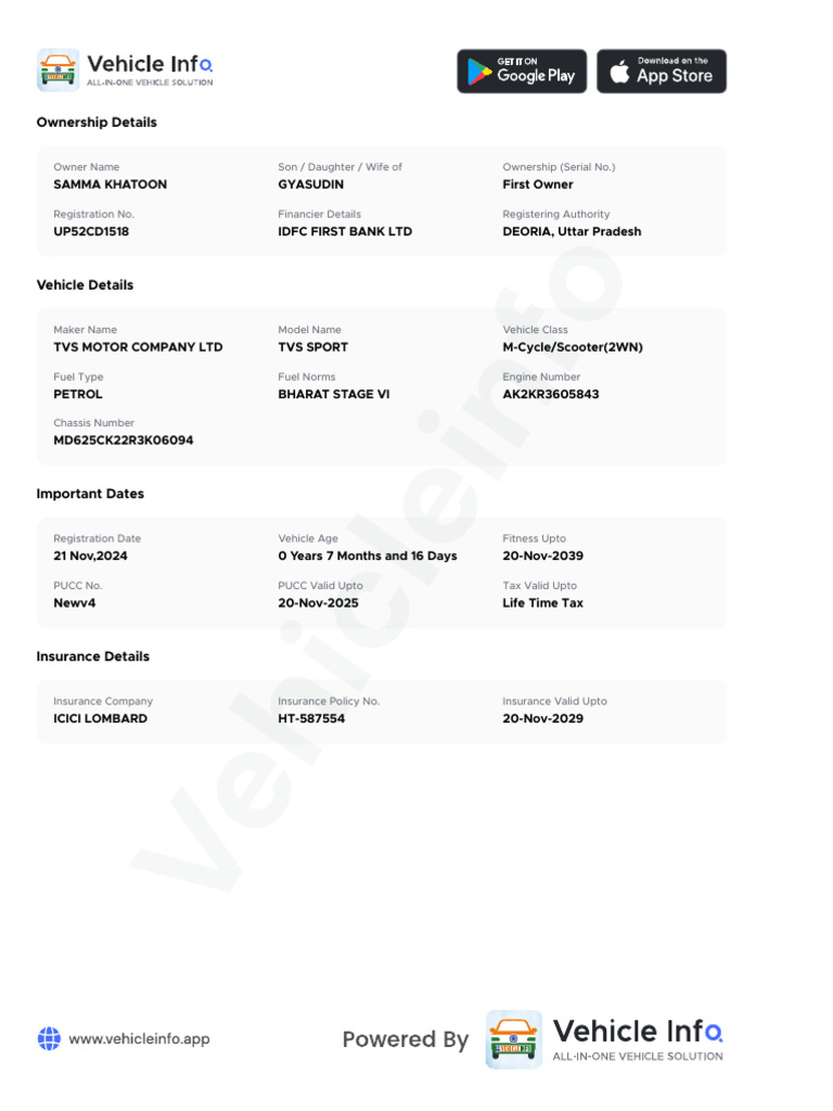 Vehicle Ownership and Details Report | PDF