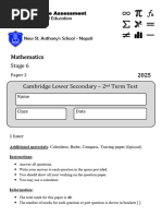 Progression Test Stage 6 2025 Math p2 | PDF | Geometry | Euclidean Geometry