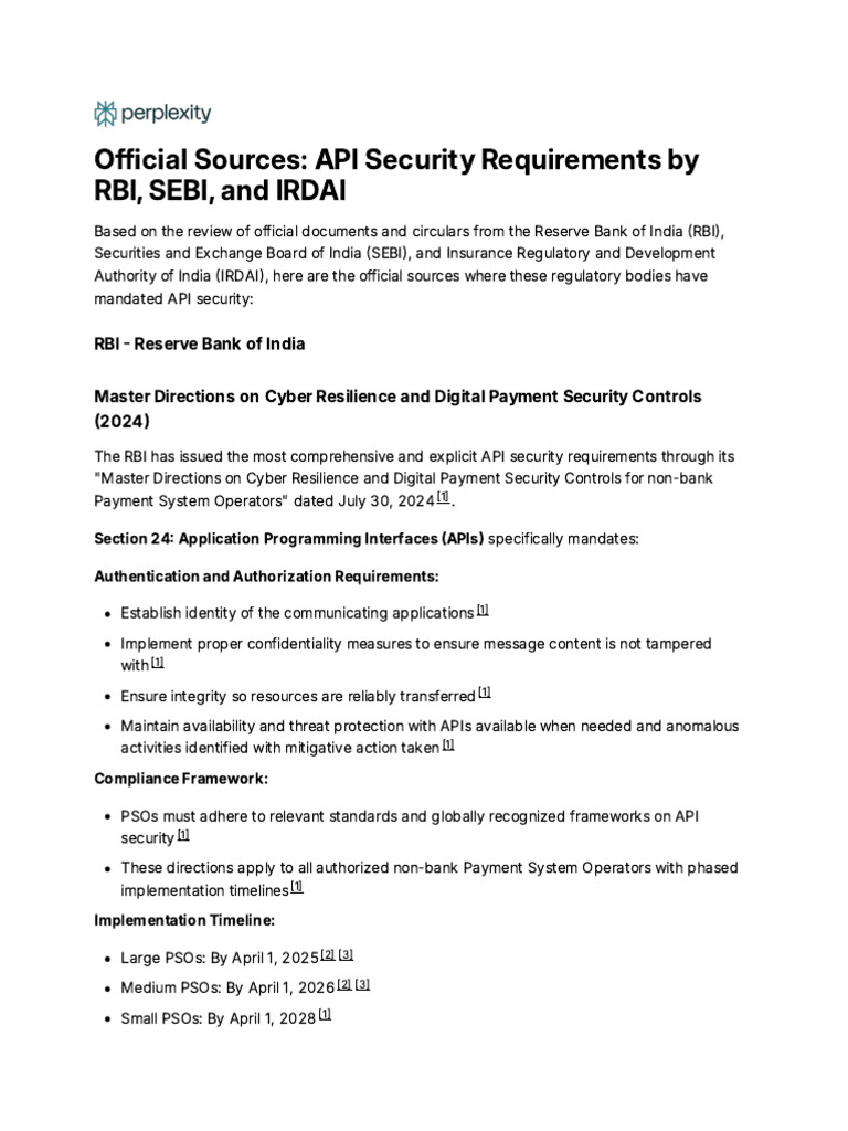 RBI and SEBI API Security Guidelines | PDF | Security | Computer Security