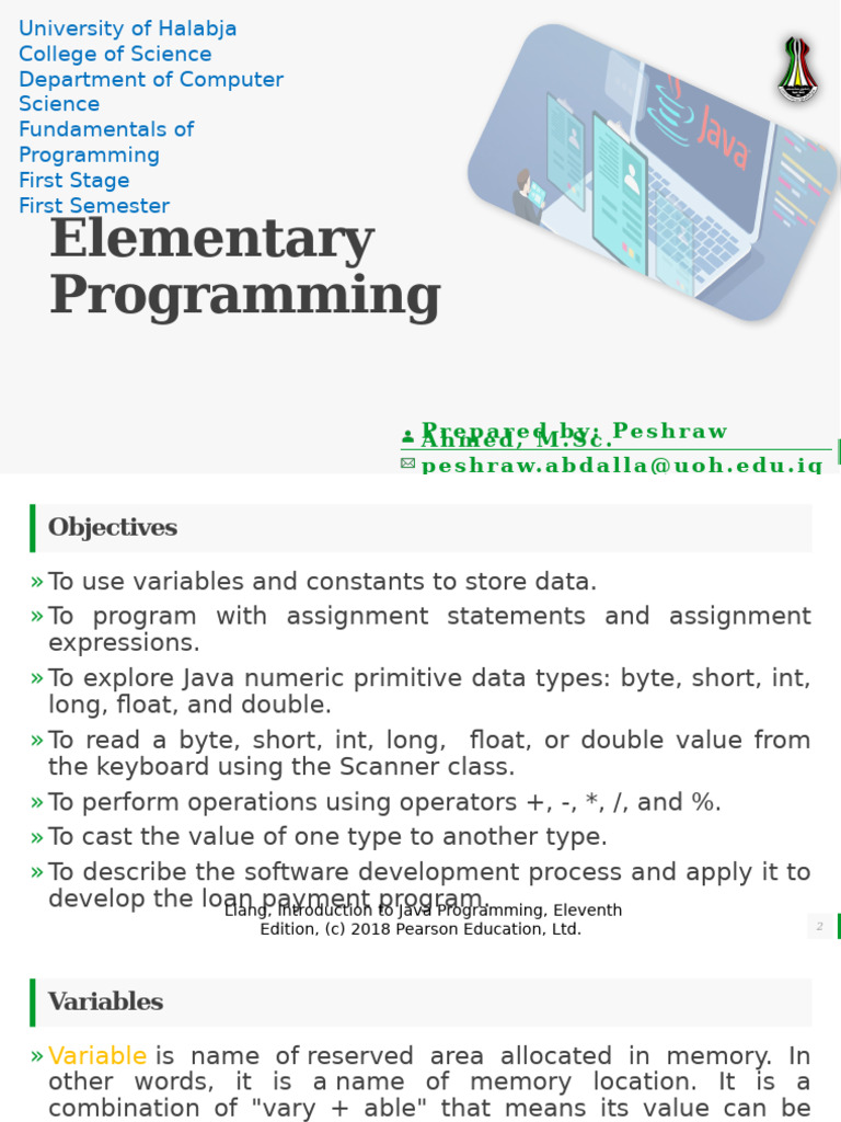 2-Elementary Programming | PDF | System | Variable (Computer Science)