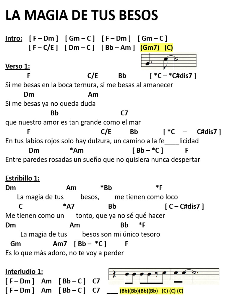La magia de tus besos: letra y acordes | PDF