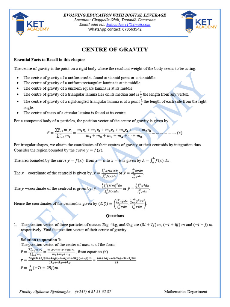 Centre of Gravity in Mathematics | PDF | Center Of Mass | Triangle