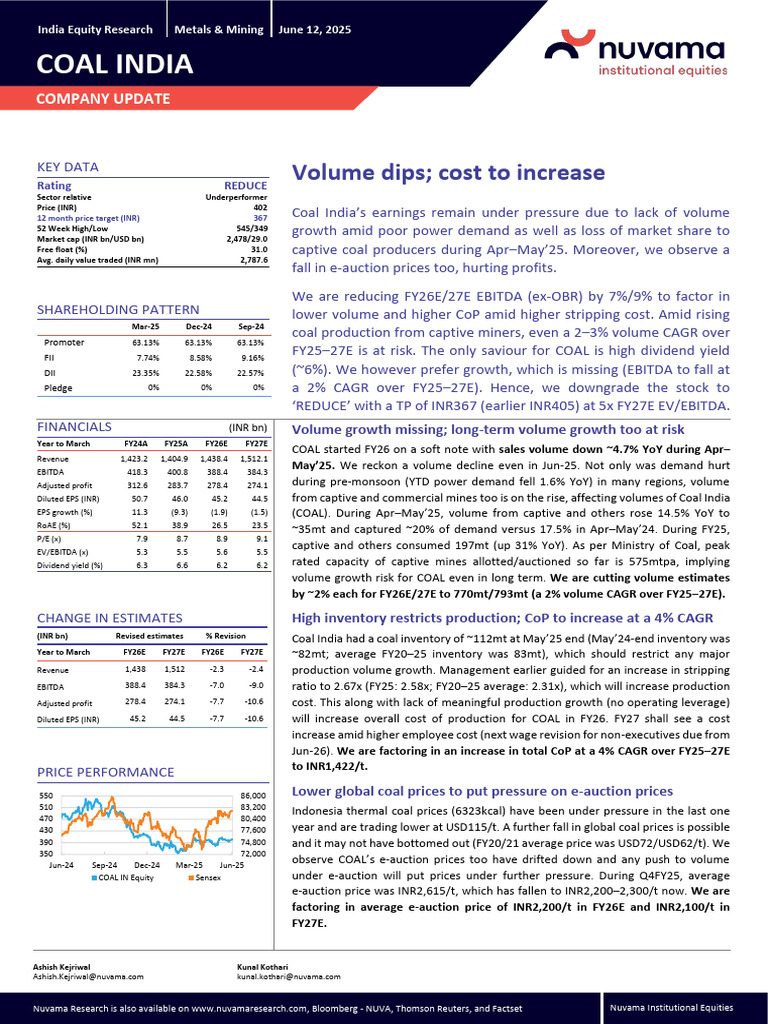 Coal+India+ +Company+Update Jun 25 NUVAMA | PDF | Free Cash Flow ...