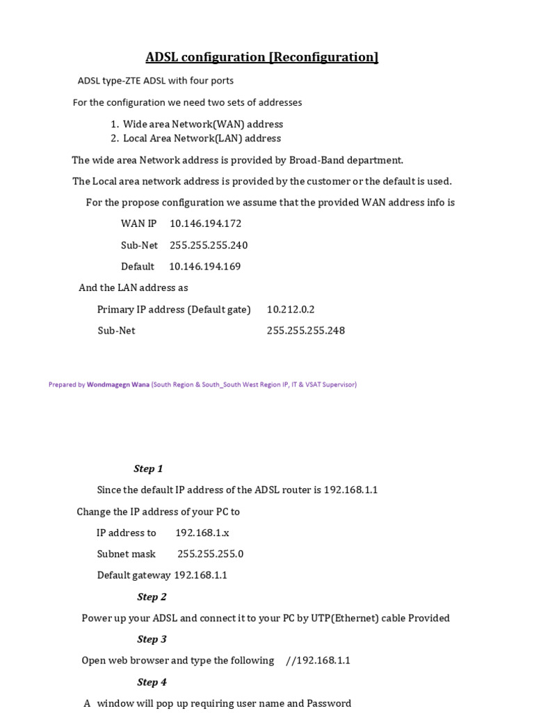 Adsl Config | PDF | Computer Network | Wide Area Network