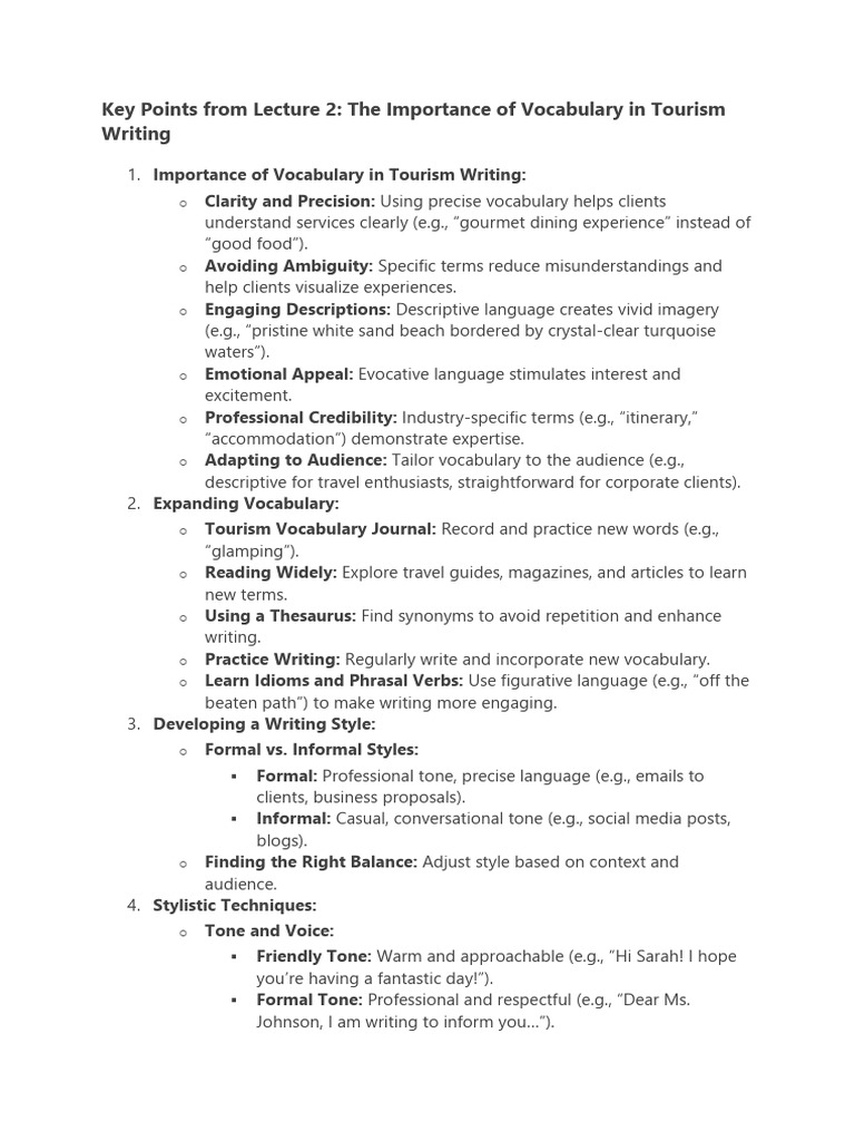 Key Points From Lecture 2 | PDF | Vocabulary | Linguistics