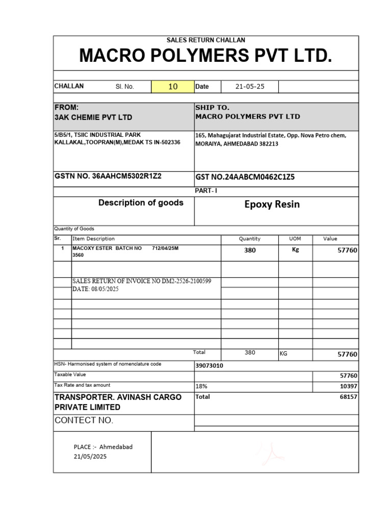 Delivery Challan | PDF