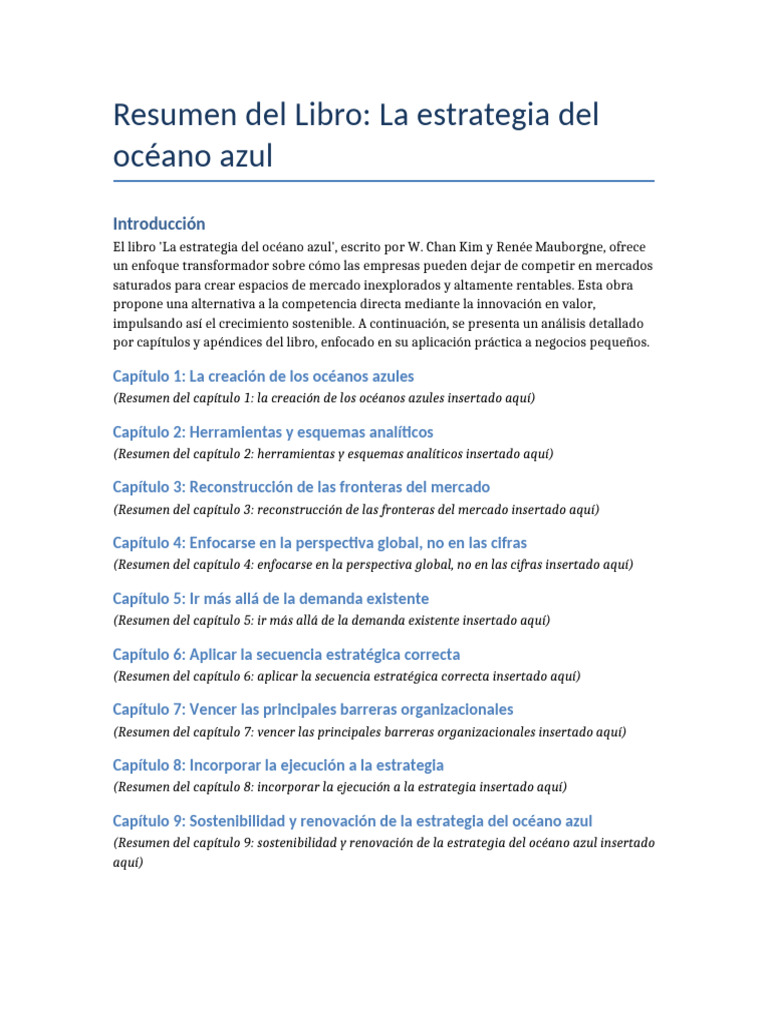 Resumen Estrategia Oceano Azul COMPLETO - 1