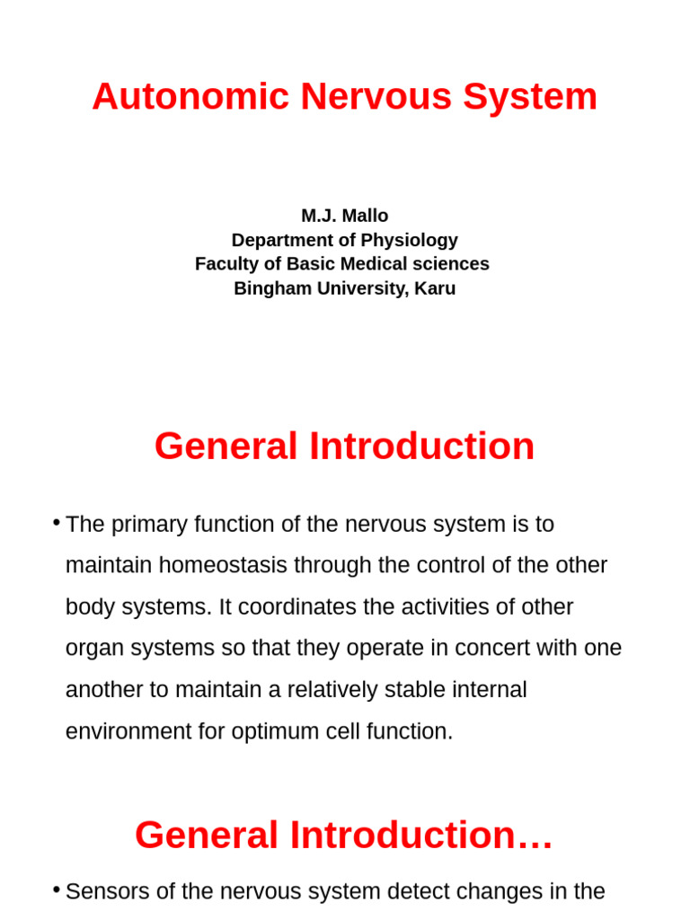 Autonomic Nervous System Overview | PDF | Acetylcholine | Autonomic ...