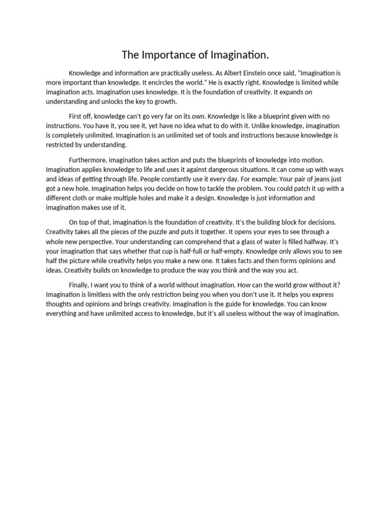 Imagination prompt (essay) | PDF
