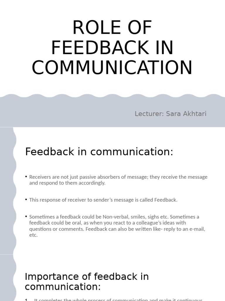Importance of Feedback in Communication | PDF | Communication ...