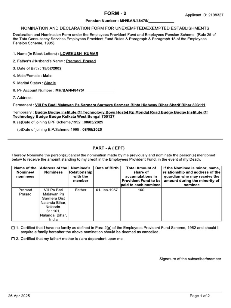 Form 2 | PDF