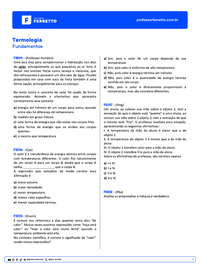 Conceito de Calor e Transferência Térmica | PDF | Calor | Temperatura