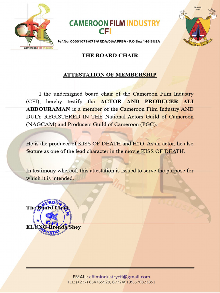 Attestation of Membership (Cfi) | PDF