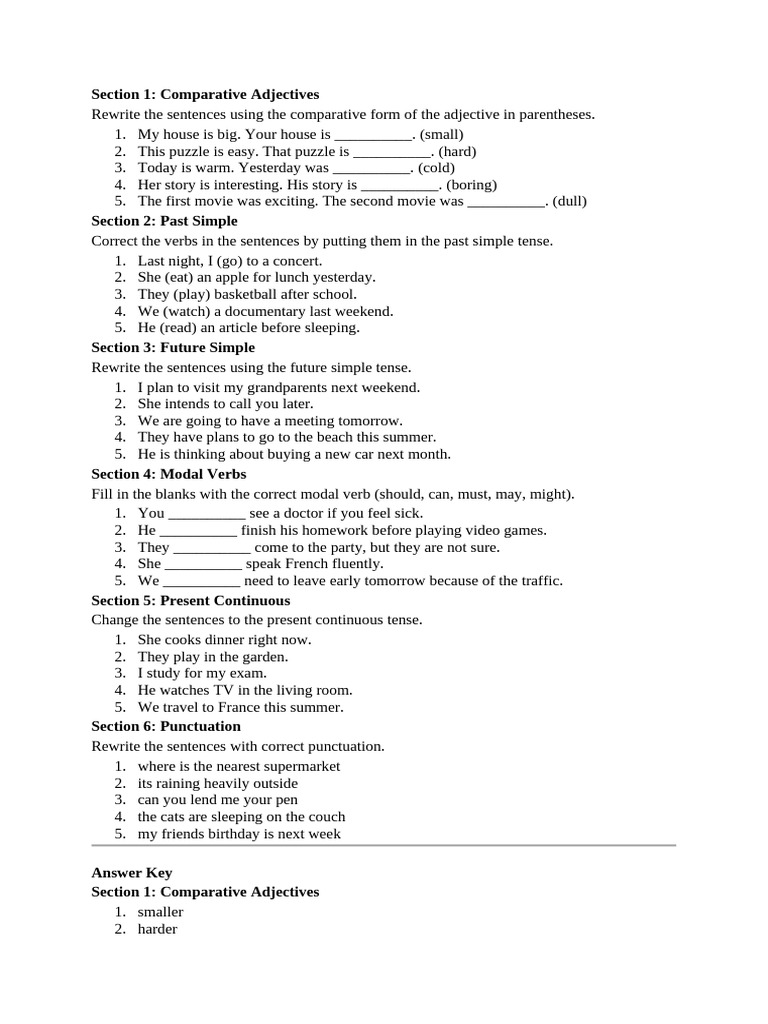 English Grammar Exercises and Answers | PDF | Verb | Grammatical Tense