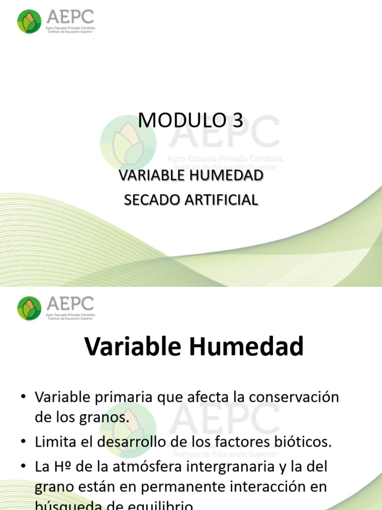 Presentación - Módulo 3 - Humedad y Secado | PDF | Humedad | Vapor de agua