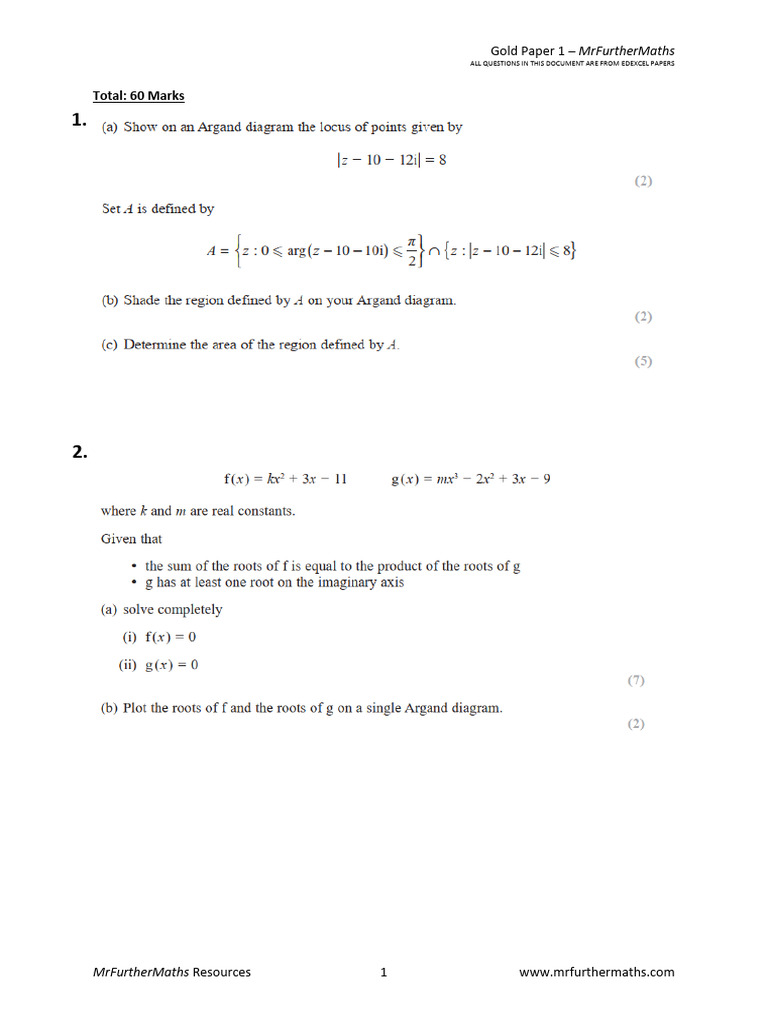 Gold Paper 1 2 | PDF | Equations | Euclidean Vector