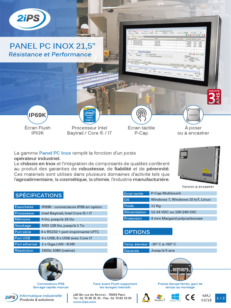 Panel PC Inox 21,5’’ : Performance IP69K | PDF | USB | Ingénierie ...
