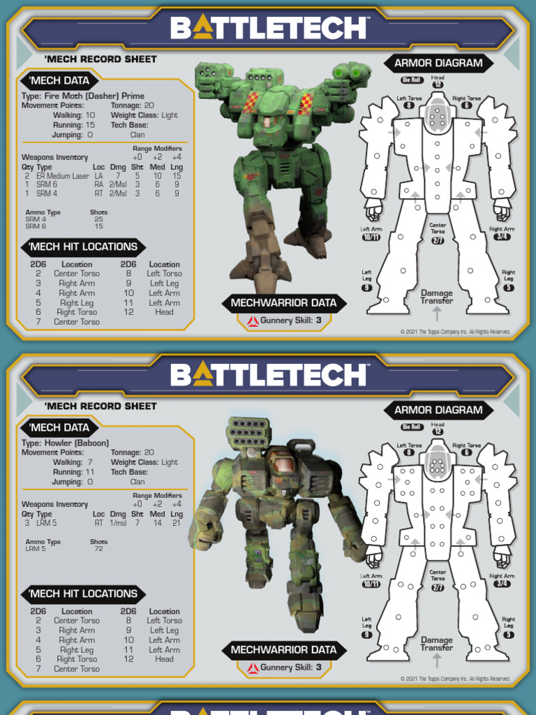 BattleMech Record Sheets Overview | PDF | Battle Tech | Projectiles