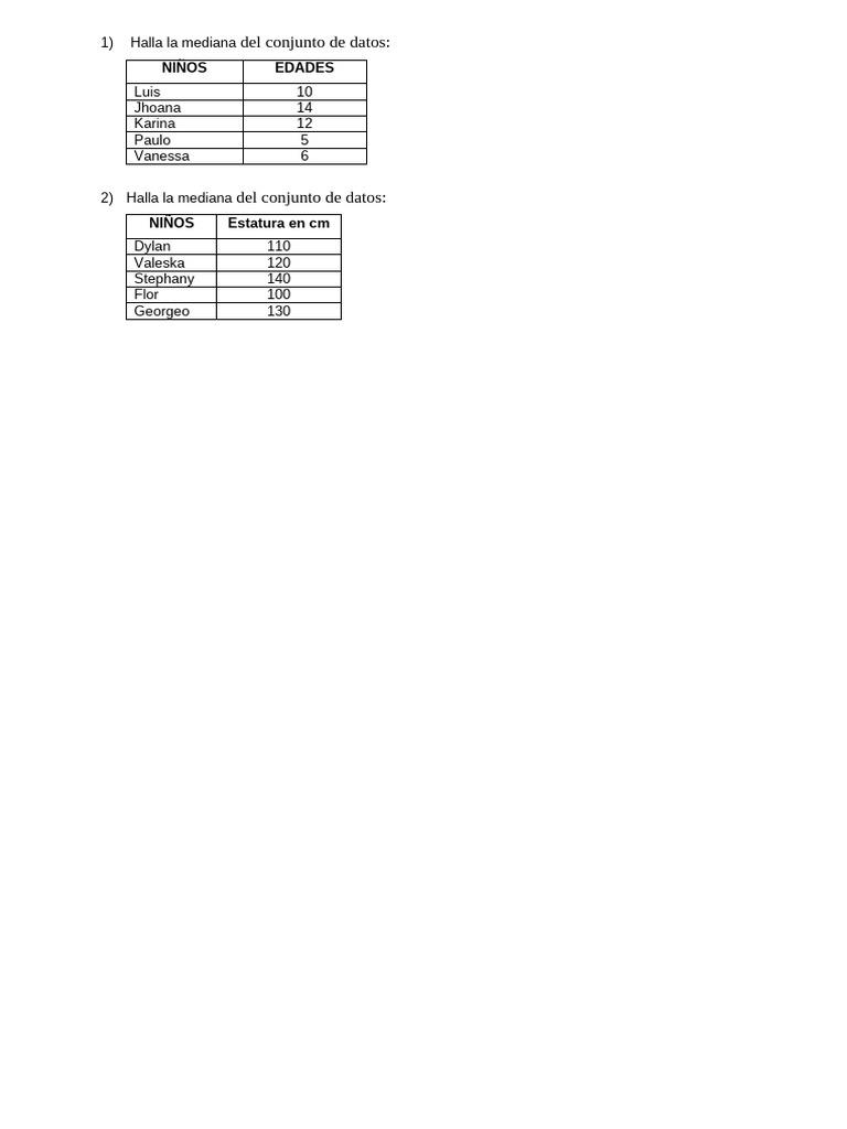 Tabla de Frecuencia Moda Mediana y Promedio para Cuarto Grado de ...