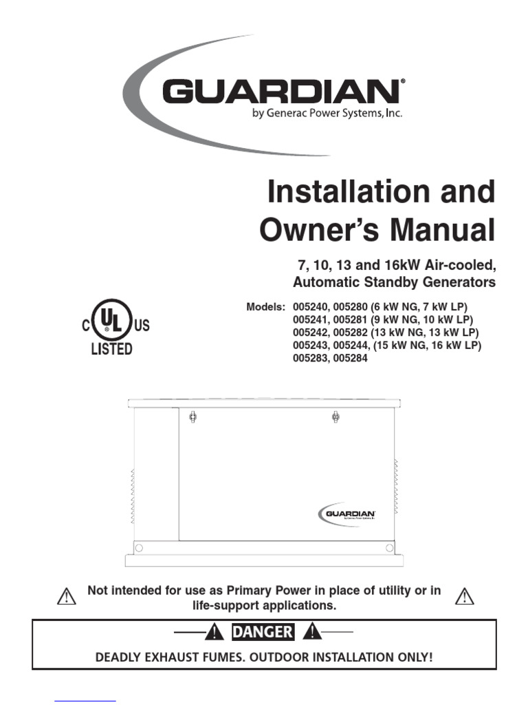 Generac Generator 16000W Owner Manual | PDF | Electricity | Electrical ...