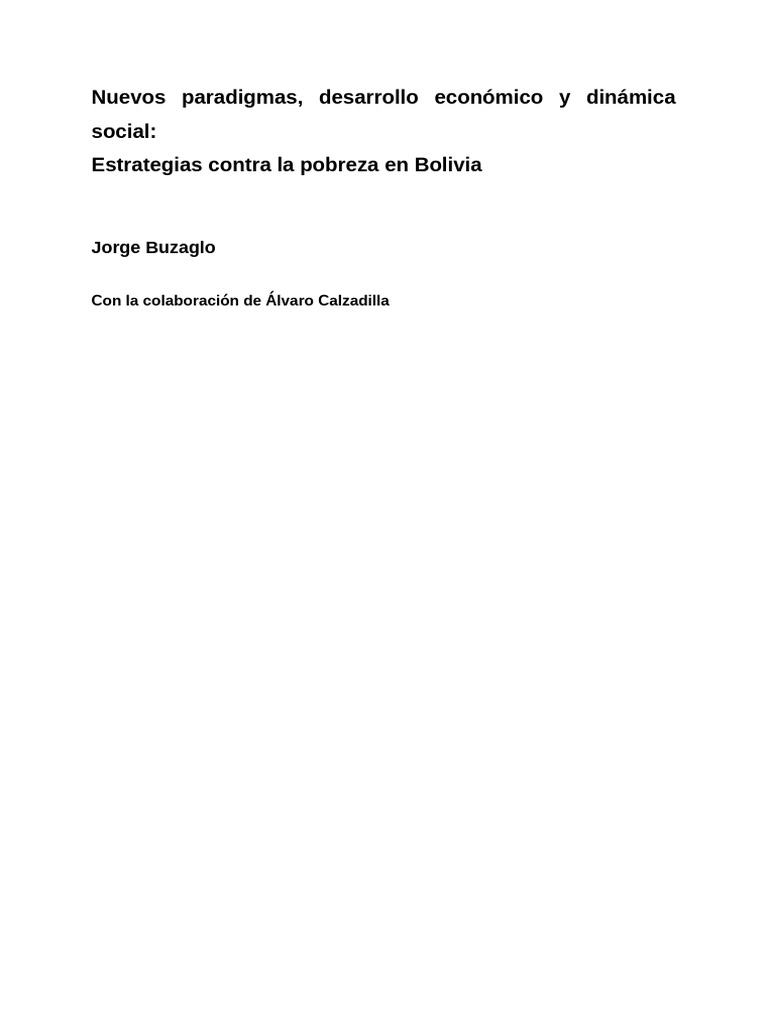 Estrategias contra la pobreza en Bolivia | PDF | Pobreza | Pobreza e ...