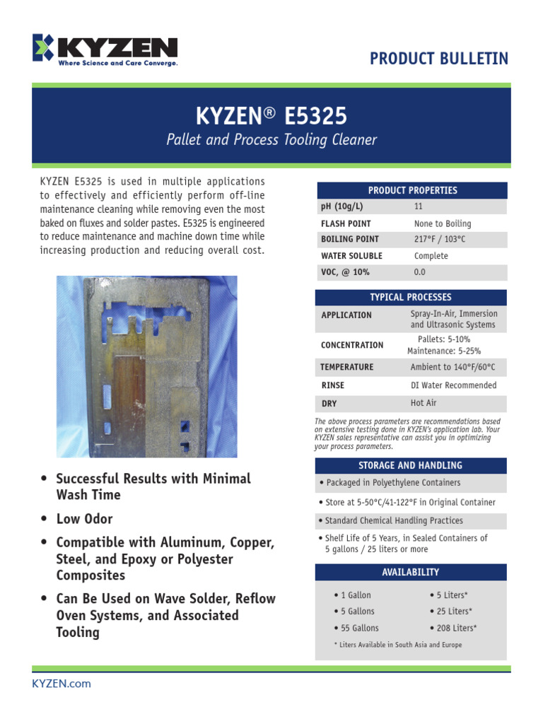 KYZEN E5325 Tooling Cleaner Overview | PDF | Materials | Physical Sciences