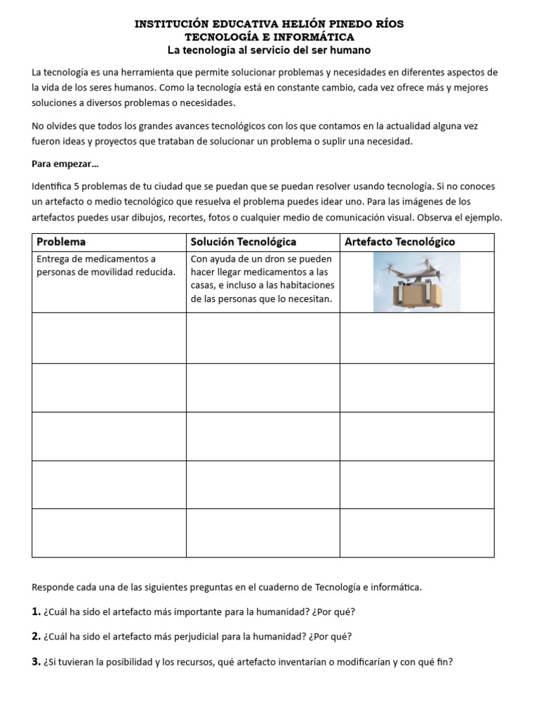 Guia 1 Tecnología Sexto | PDF