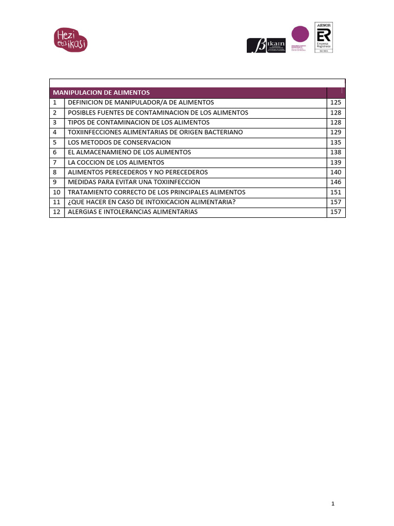 Material Didáctico - Manip. Al. | PDF | Alimentos | Enfermedades ...