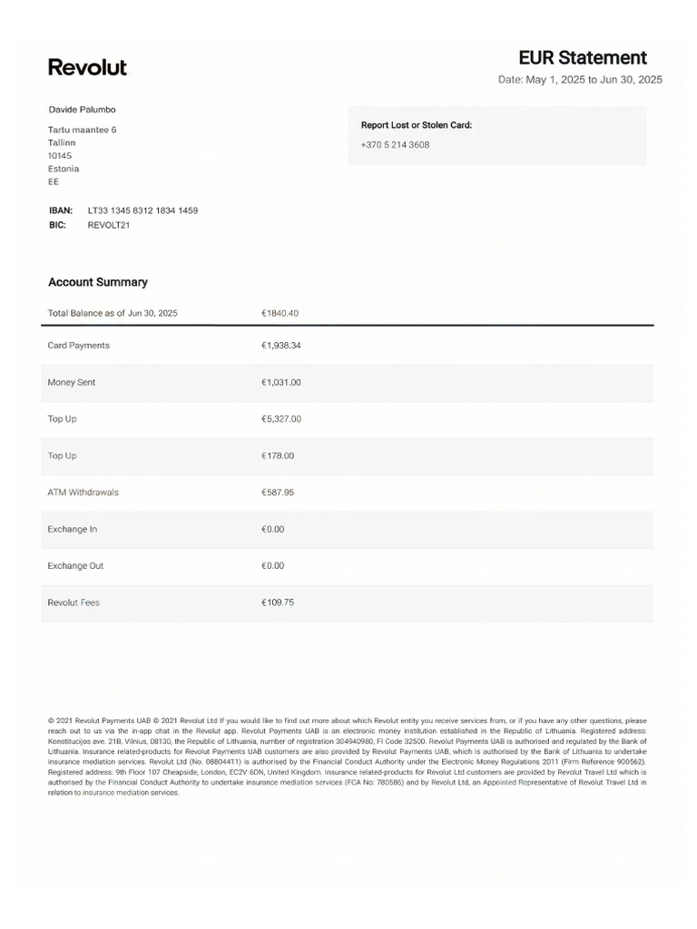 Revolut Statement 2 | PDF