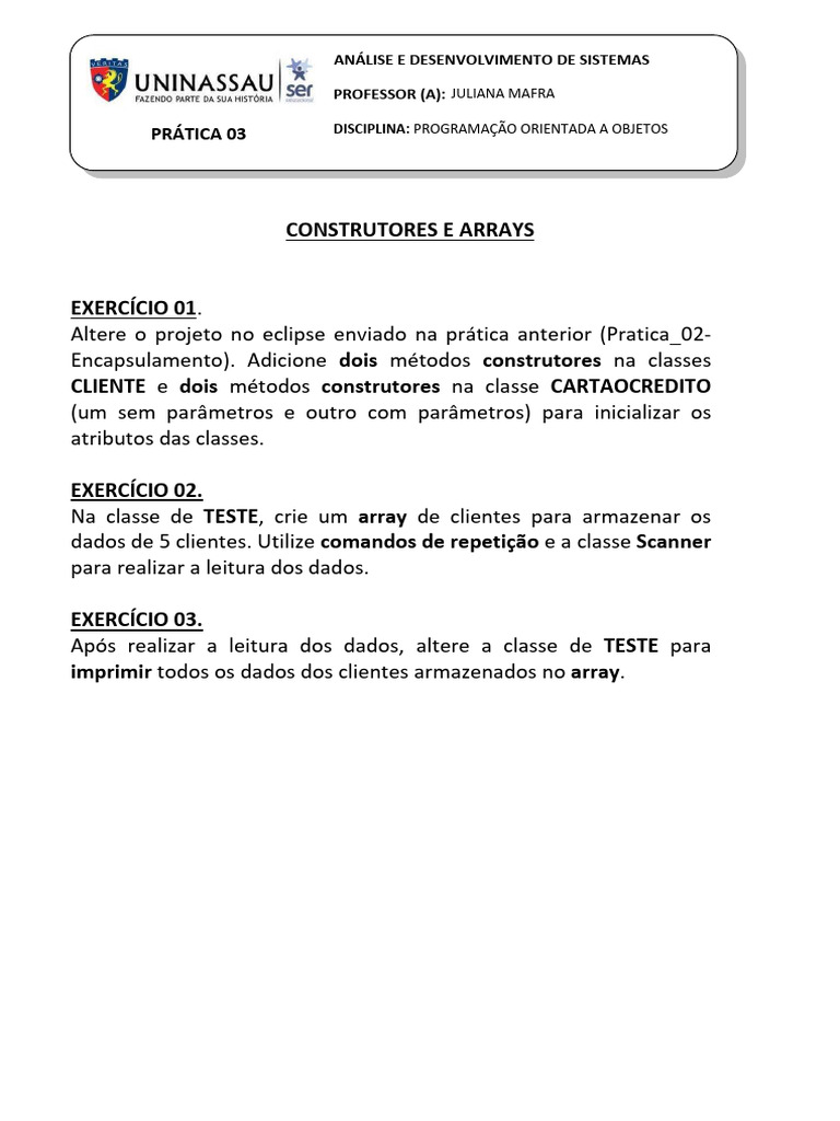 Construtores e Arrays em Java | PDF