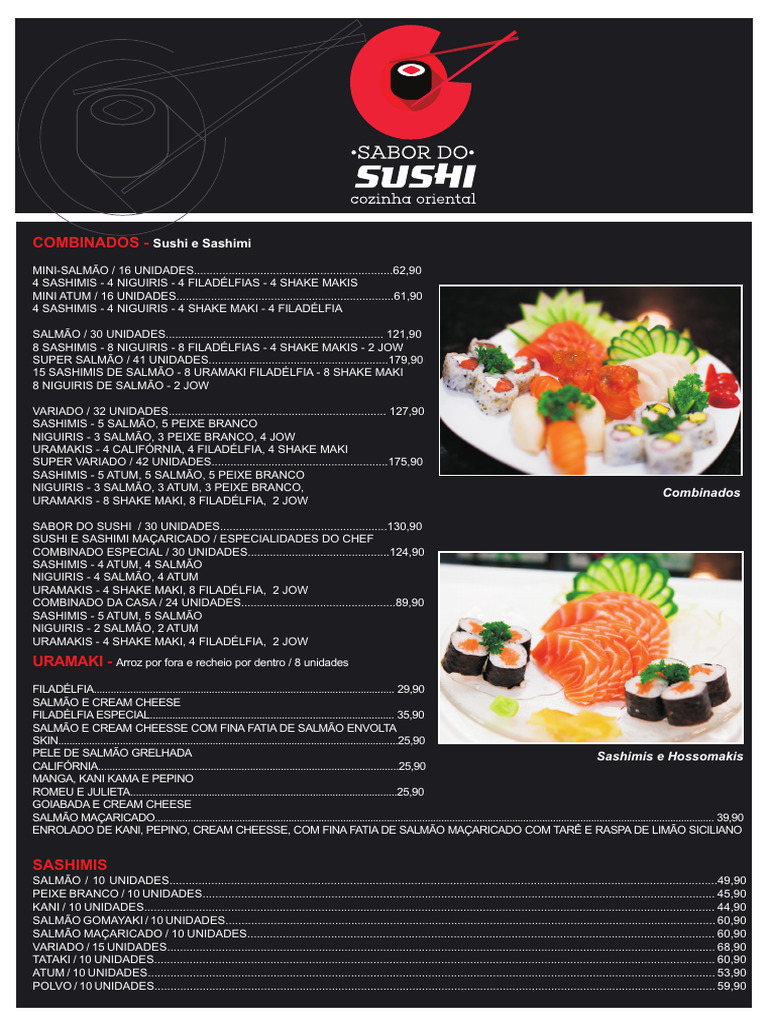 Combinados de Sushi e Sashimi Variados | PDF | Sushi | Culinária asiática