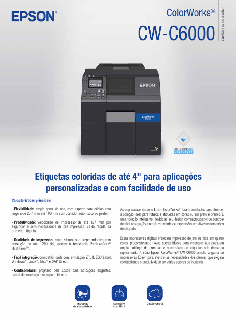 Impressora Epson ColorWorks CW-C6000 | PDF | Impressão | Impressora ...