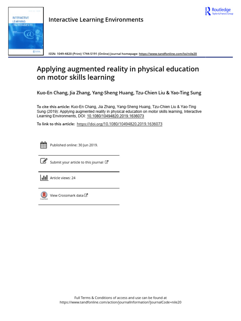 Augmented Reality in PE for Motor Skills | PDF | Learning | 3 D ...