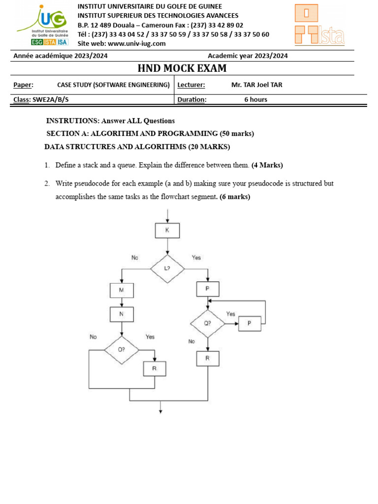 Software Engineering Case Study Exam | PDF | C++ | Databases