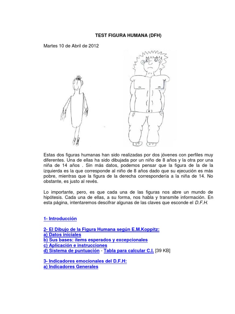 Test Figura Humana | PDF | Cociente de inteligencia | Timidez