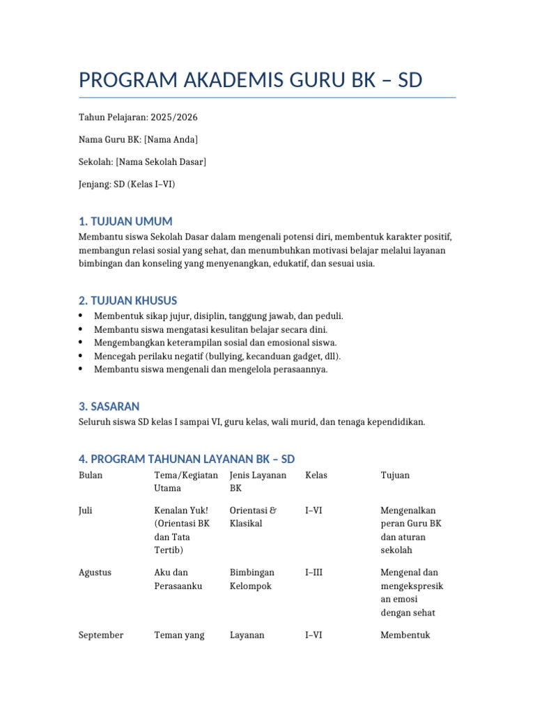 Program BK Kreatif untuk Siswa SD | PDF
