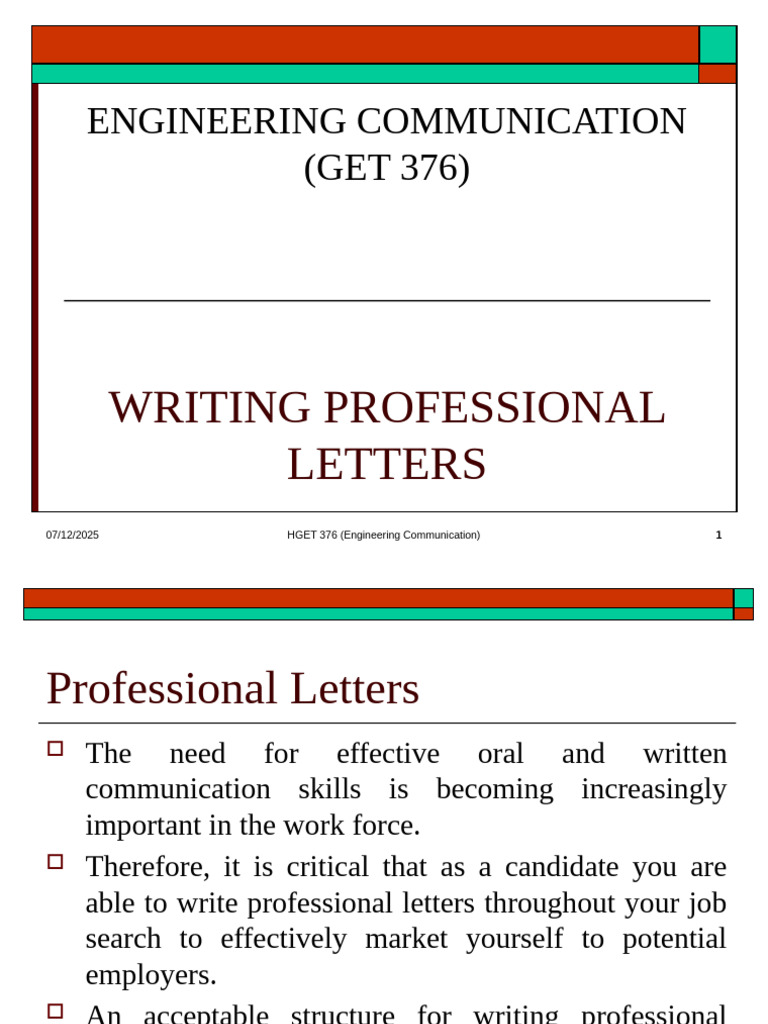 Writing Professional Letters in Engineering | PDF | Paragraph | Employment