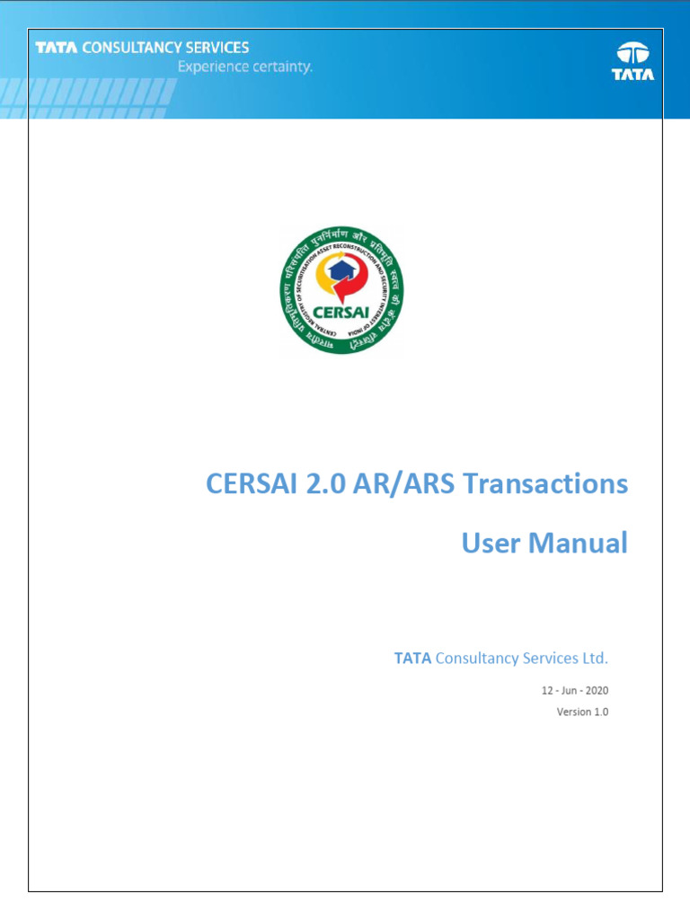CERSAI 2.0 User Manual for AR/ARS | PDF | Securitization | Computing