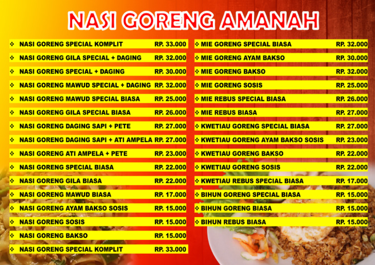 Menu Nasgor | PDF