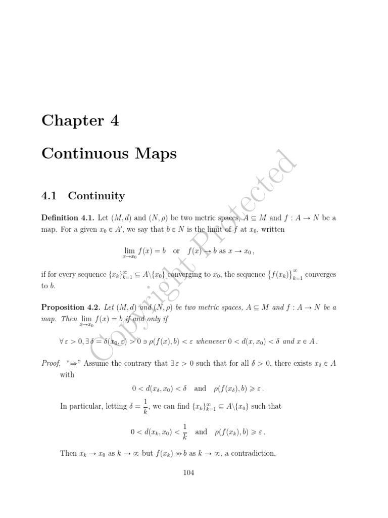 Advanced Calculus Ch4 | PDF | Continuous Function | Norm (Mathematics)