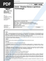 NBR 14548 - Couro - Ensaios Fisicos e Quimicos - Terminologia
