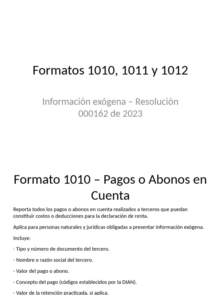 Formato 1012: Información Exógena 2024 | PDF