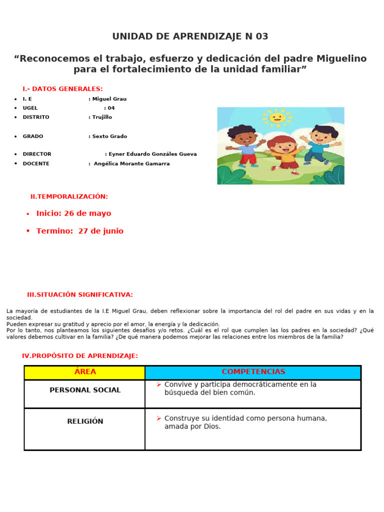 Unidad - de - Aprendizaje - #2 Sexto Grado | PDF | Las emociones | Maestros
