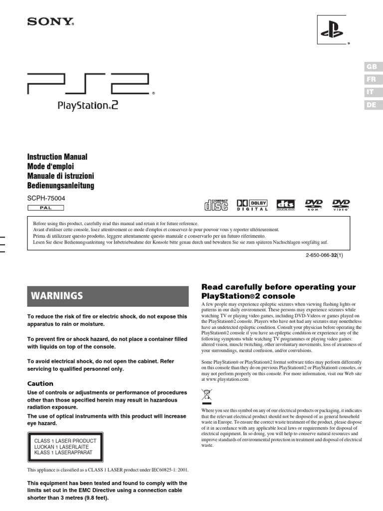 PlayStation 2 Instruction Manual | PDF | Ac Power Plugs And Sockets ...
