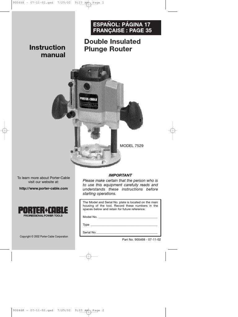 Porter Cable 7529 Plunge Router | Ac Power Plugs And Sockets