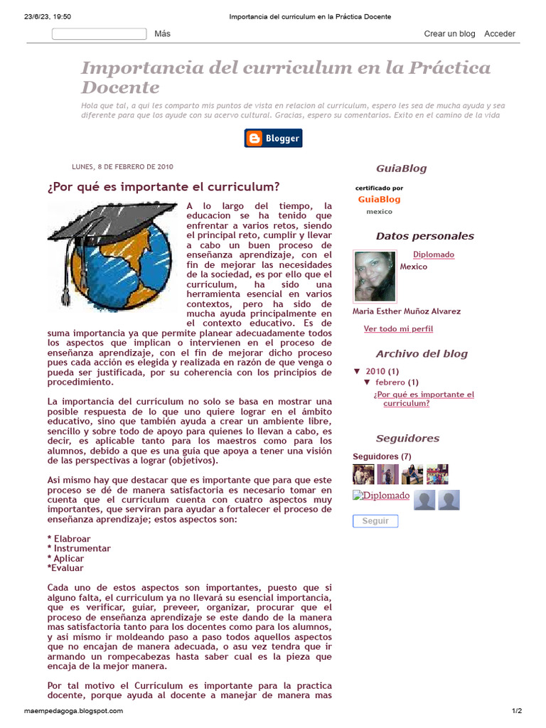 Importancia Del Curriculum en La Práctica Docente: ¿Por Qué Es ...